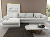 Colțar extensibil dumonde cu ladă de depozitare si sezut confortabil din spuma HR, Loana XL Euphoria Alb 335x185 cm Fabrica