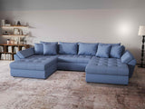 Colțar extensibil  dumonde cu ladă de depozitare si sezut confortabil din spuma HR, Loana Blue U 355x185 cm Fabrica