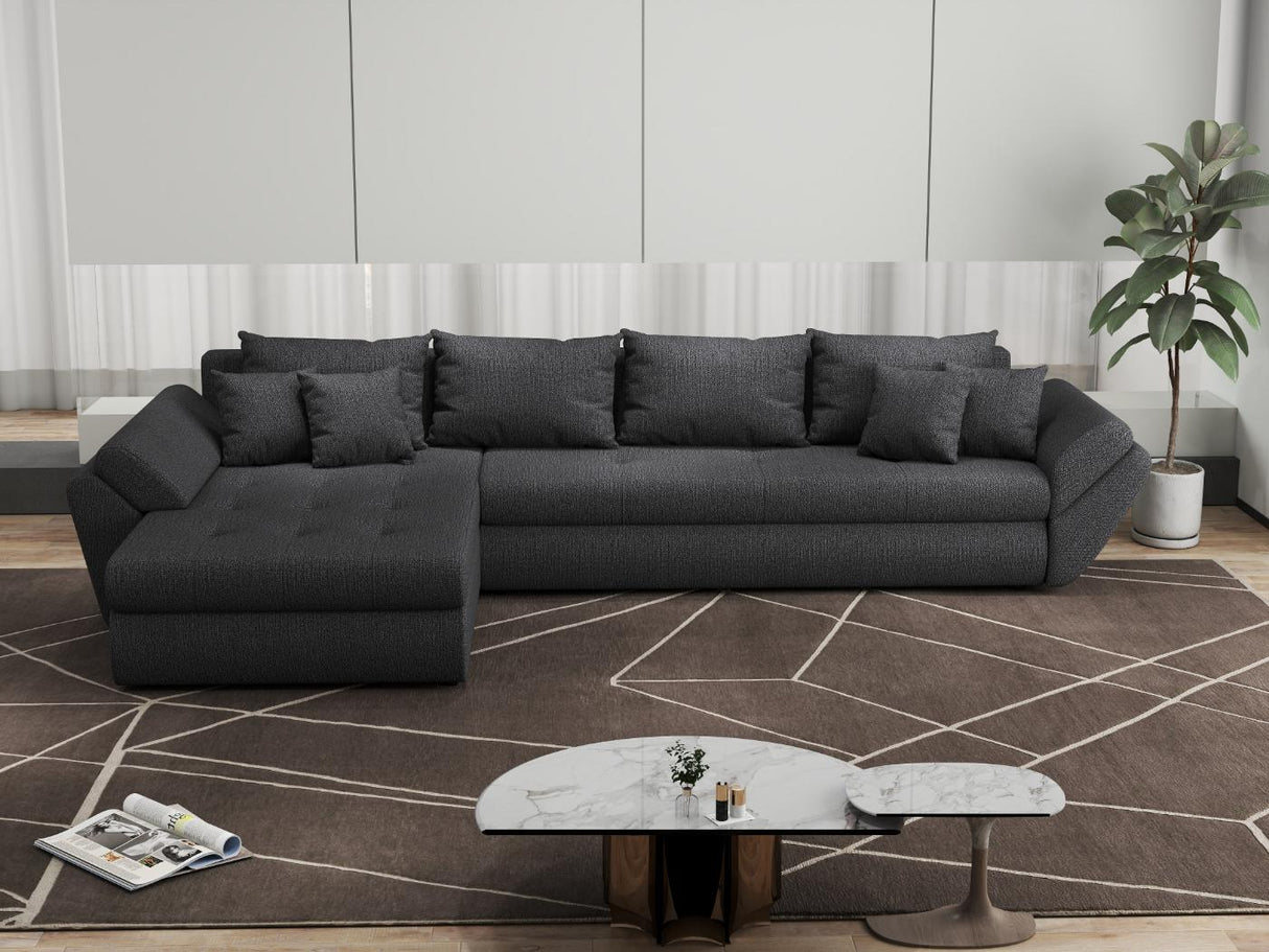 Colțar extensibil dumonde cu ladă de depozitare si sezut confortabil din spuma HR, Loana XL Enjoy Gri Grafit 335x185 cm Fabrica