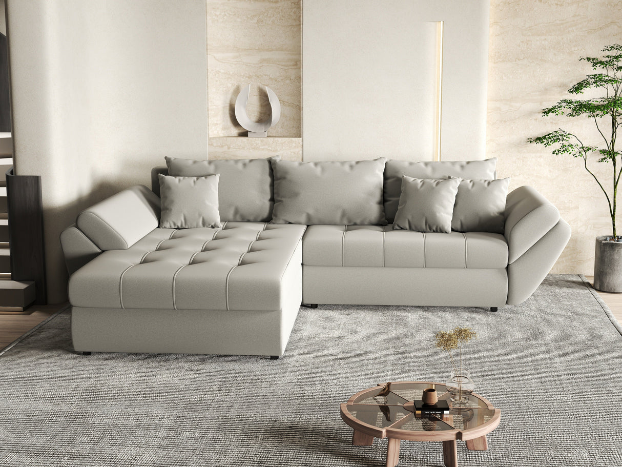 Colțar extensibil dumonde cu ladă de depozitare si sezut confortabil din spuma HR, Loana Royal Grey 270x185 cm Fabrica