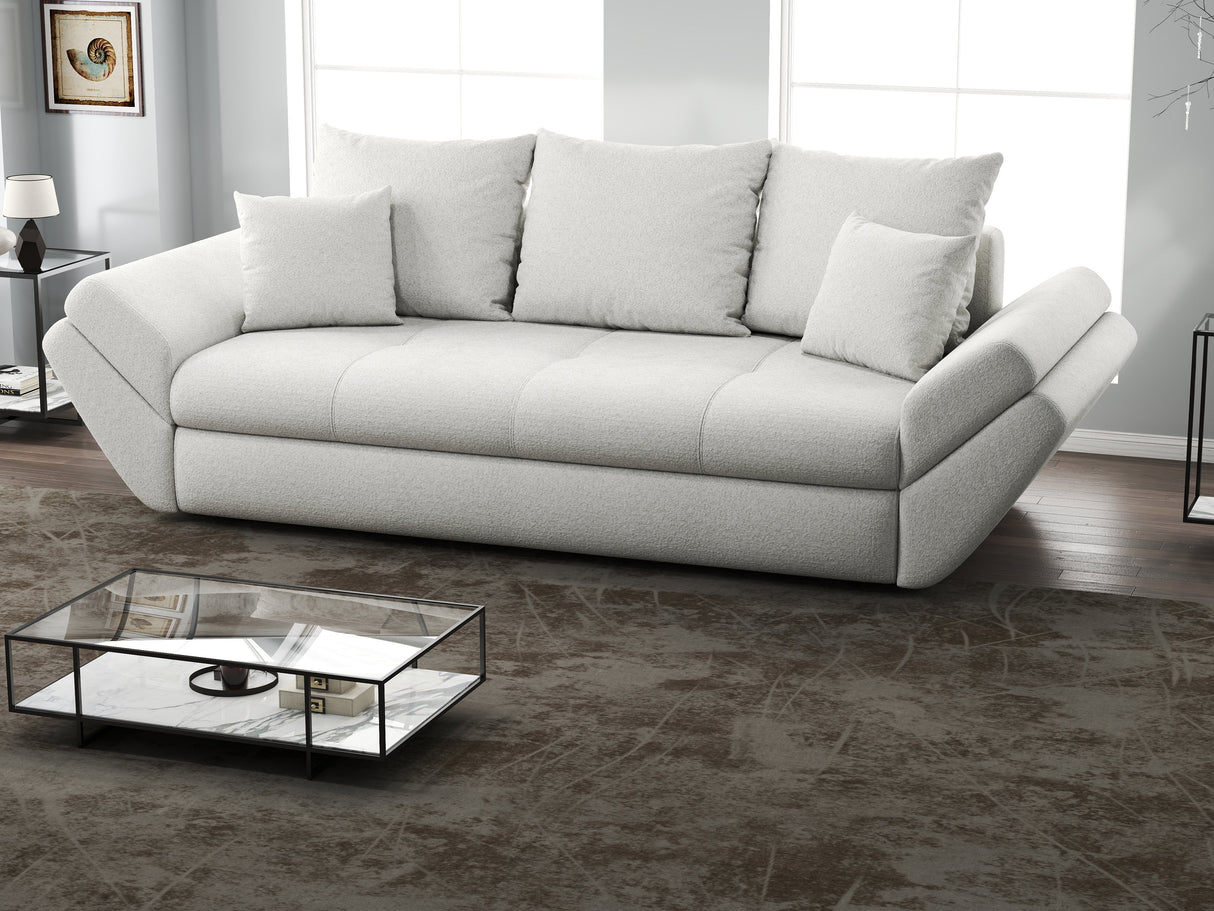 Canapea extensibilă dumonde cu ladă de depozitare si sezut confortabil din spuma HR, Loana Zoom Euphoria White 250x100 cm Fabrica