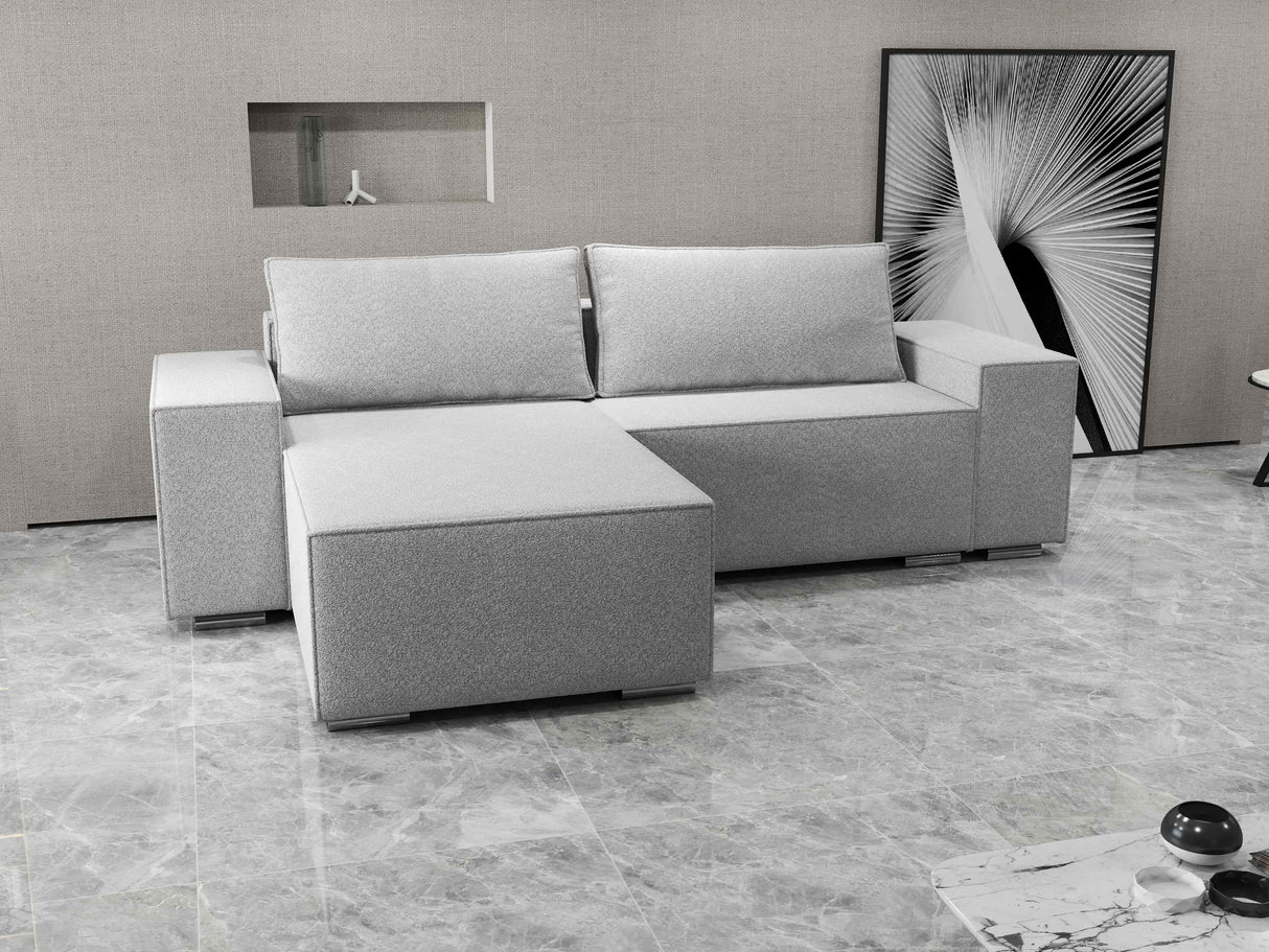Colțar extensibil dumonde cu ladă de depozitare si sezut confortabil din spuma HR, Dream Euphoria Gri 290x185 cm Fabrica