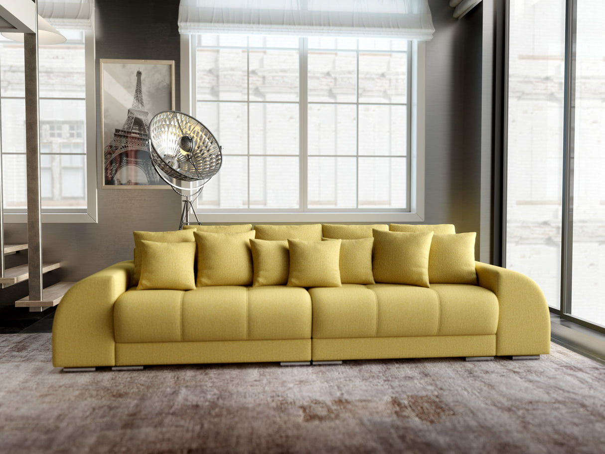 Canapea extensibilă dumonde cu 2 lăzi de depozitare si sezut confortabil din spuma HR, Big Sofa Verona Enjoy Lux Melon 310x100 cm Fabrica