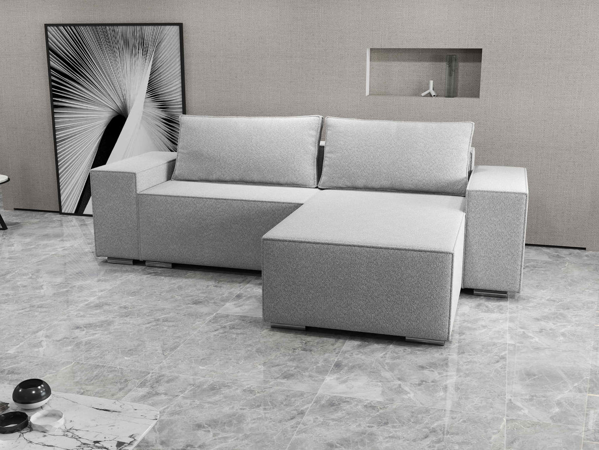 Colțar extensibil dumonde cu ladă de depozitare si sezut confortabil din spuma HR, Dream Euphoria Gri 290x185 cm II Fabrica