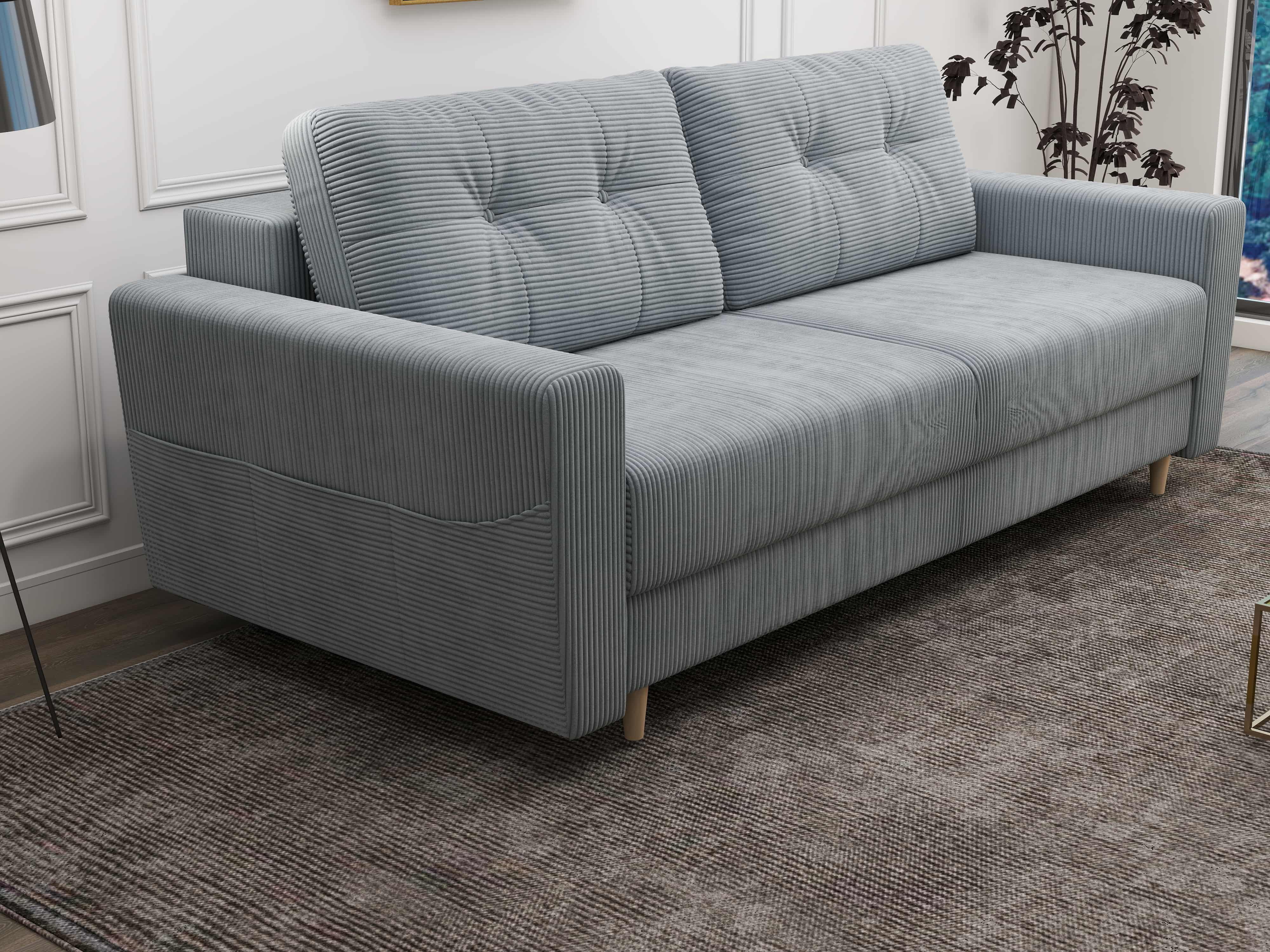 Canapea extensibilă dumonde cu ladă de depozitare si sezut confortabil din spuma HR, Summer Zoom Gri Mint 225x100 cm