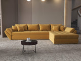 Colțar extensibil dumonde cu ladă de depozitare si sezut confortabil din spuma HR, Loana XL Royal Mustar II 335x185 cm Fabrica