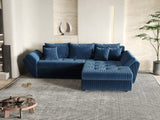 Colțar extensibil dumonde cu ladă de depozitare si sezut confortabil din spuma HR, Loana Bleumarin Zoom II 270x185 cm Fabrica