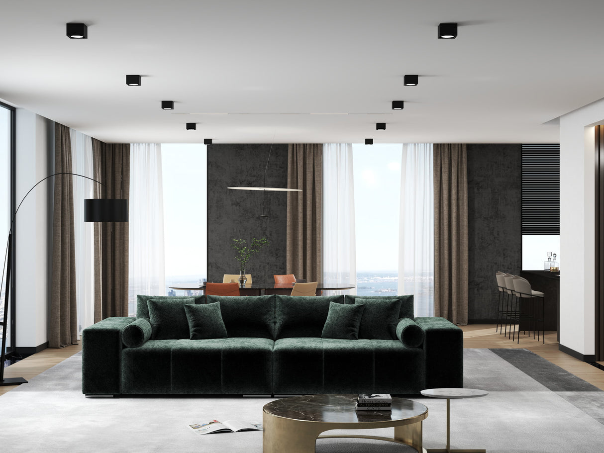 Canapea extensibilă dumonde cu ladă de depozitare si sezut confortabil din spuma HR, Marbela Euphoria Green XXL 295x100 cm fabrica