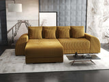 Colțar extensibil dumonde cu ladă de depozitare si sezut confortabil din spuma HR, Verona Zoom Mustar 290x185 cm Fabrica