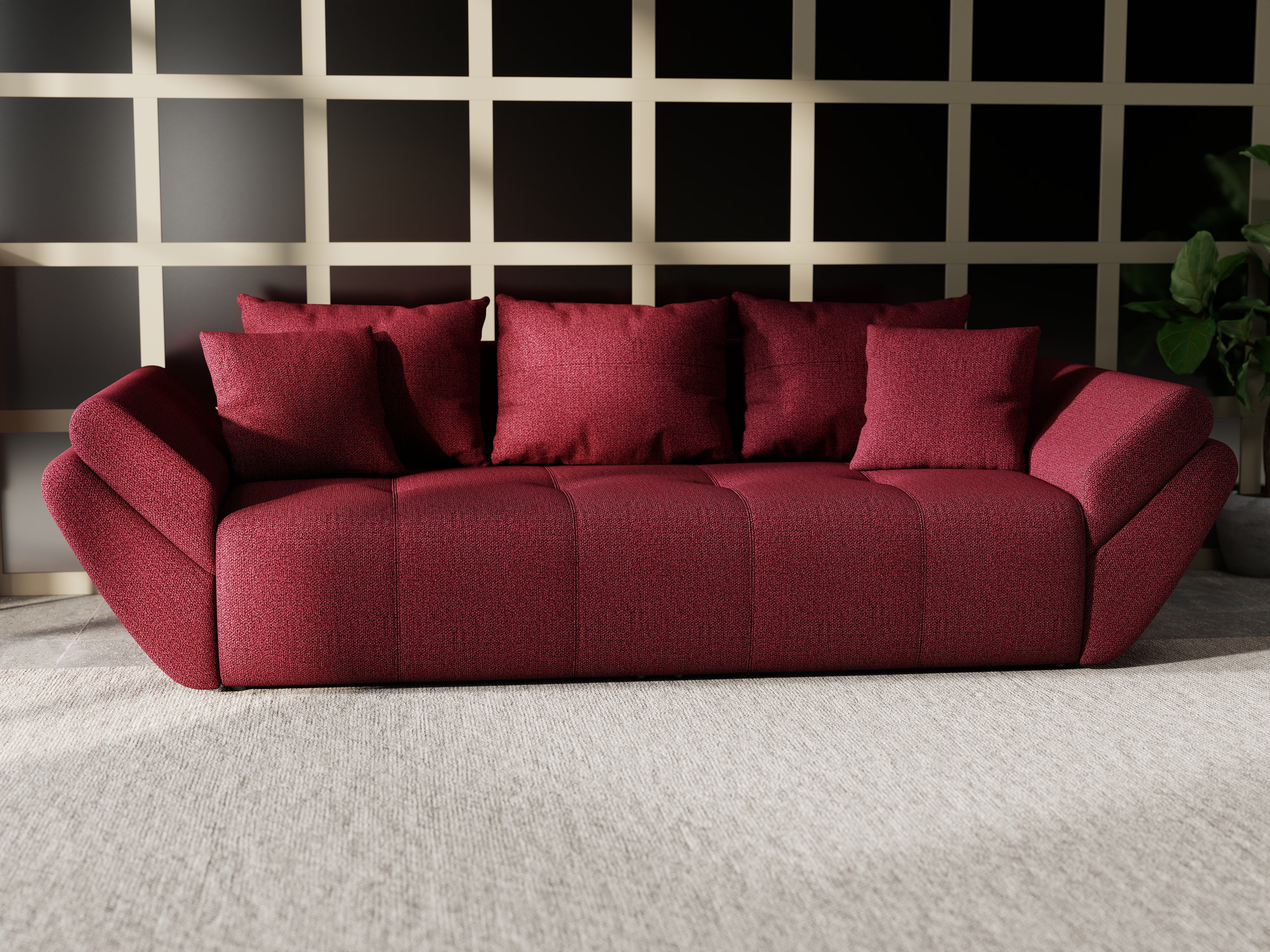 Canapea extensibilă dumonde cu ladă de depozitare si sezut confortabil din spuma HR, Berlin Red 250x100 cm Fabrica