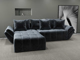 Colțar extensibil dumonde cu ladă de depozitare si sezut confortabil din spuma HR, Berlin Euphoria Gri Grafit 280x185 cm Fabrica