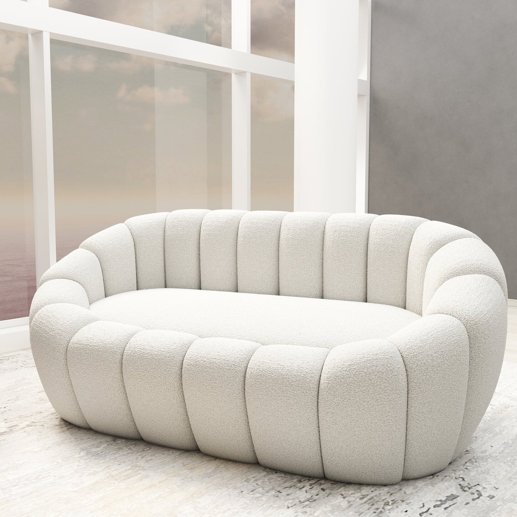 Fotoliu dumonde tapitat Alb modern Isandro 148x92cm