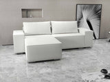 Colțar extensibil dumonde cu ladă de depozitare si sezut confortabil din spuma HR, Dream Euphoria Alb 290x185 cm Fabrica