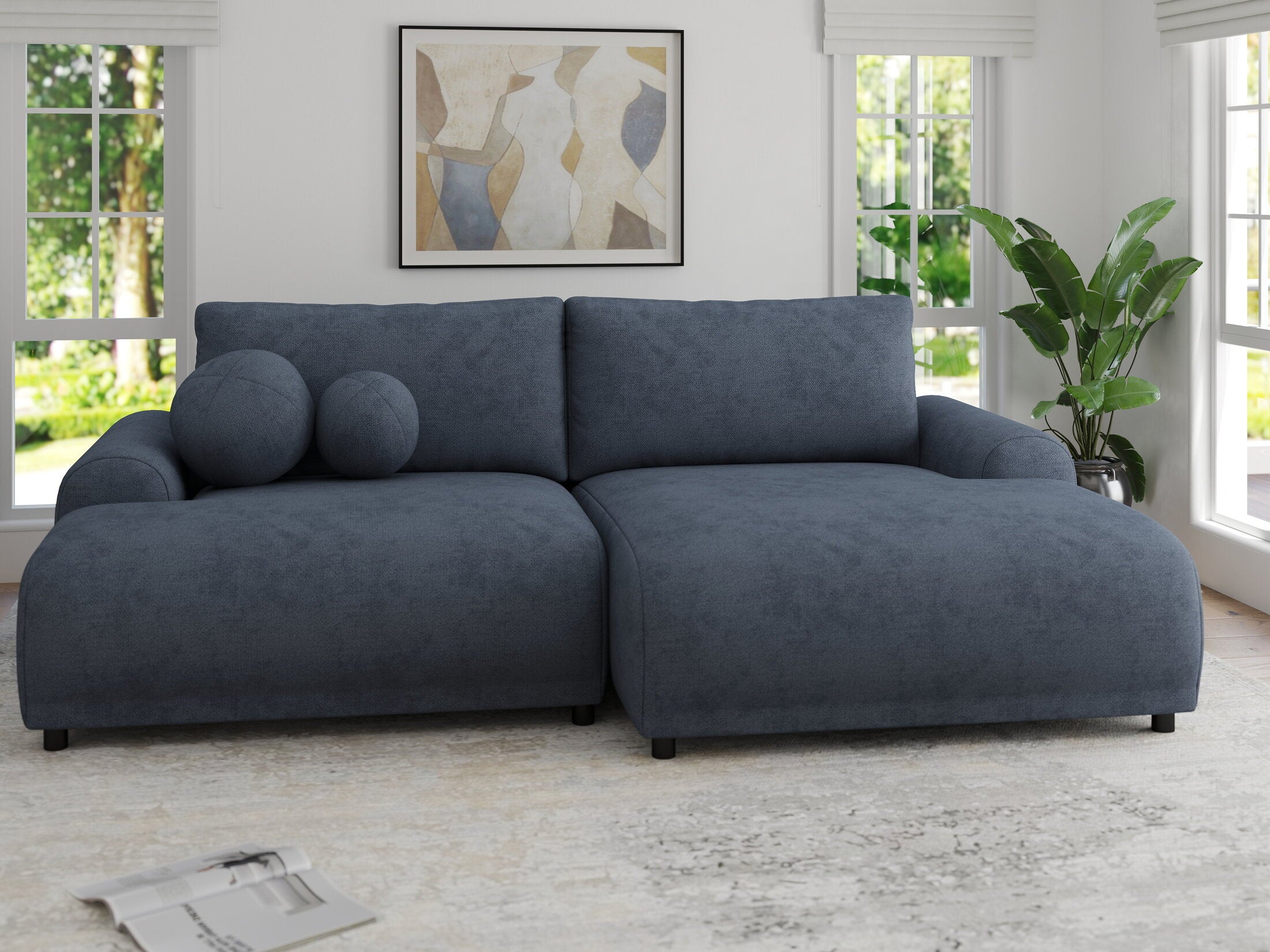 Colțar extensibil dumonde cu ladă de depozitare și șezut confortabil din spumă HR, Carlo Enjoy Antracit 240x145 cm II