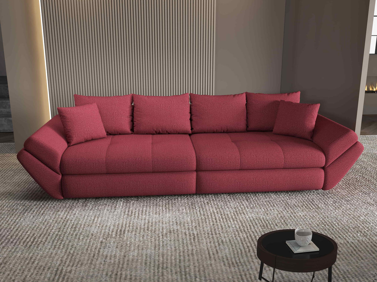 Canapea extensibilă dumonde cu ladă de depozitare si sezut confortabil din spuma HR, Loana Enjoy Rosu 300x100 cm Fabrica