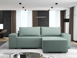 Colțar extensibil dumonde cu ladă de depozitare si sezut confortabil din spuma HR, Dream Enjoy Verde Mint 290x185 cm II Fabrica