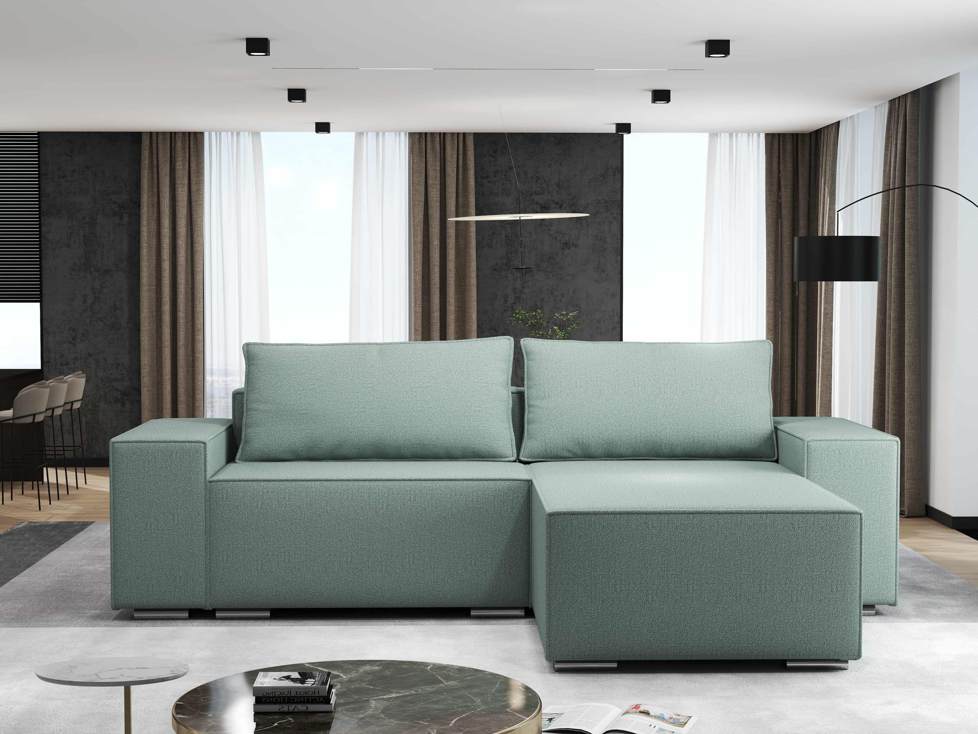 Colțar extensibil dumonde cu ladă de depozitare si sezut confortabil din spuma HR, Dream Enjoy Mint 290x185 cm II Fabrica