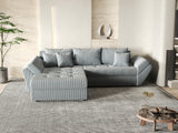 Colțar extensibil dumonde cu ladă de depozitare si sezut confortabil din spuma HR, Loana GREY MInt Zoom 270x185 cm Fabrica