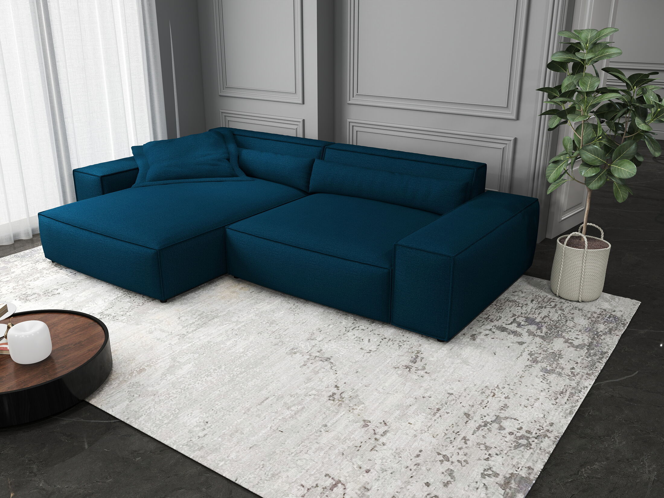 Colțar dumonde cu șezut confortabil din spumă HR, Marvelo Enjoy Verde Petrol 264x175 cm