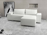 Colțar extensibil dumonde cu ladă de depozitare si sezut confortabil din spuma HR, Dream Euphoria Alb 290x185 cm II Fabrica