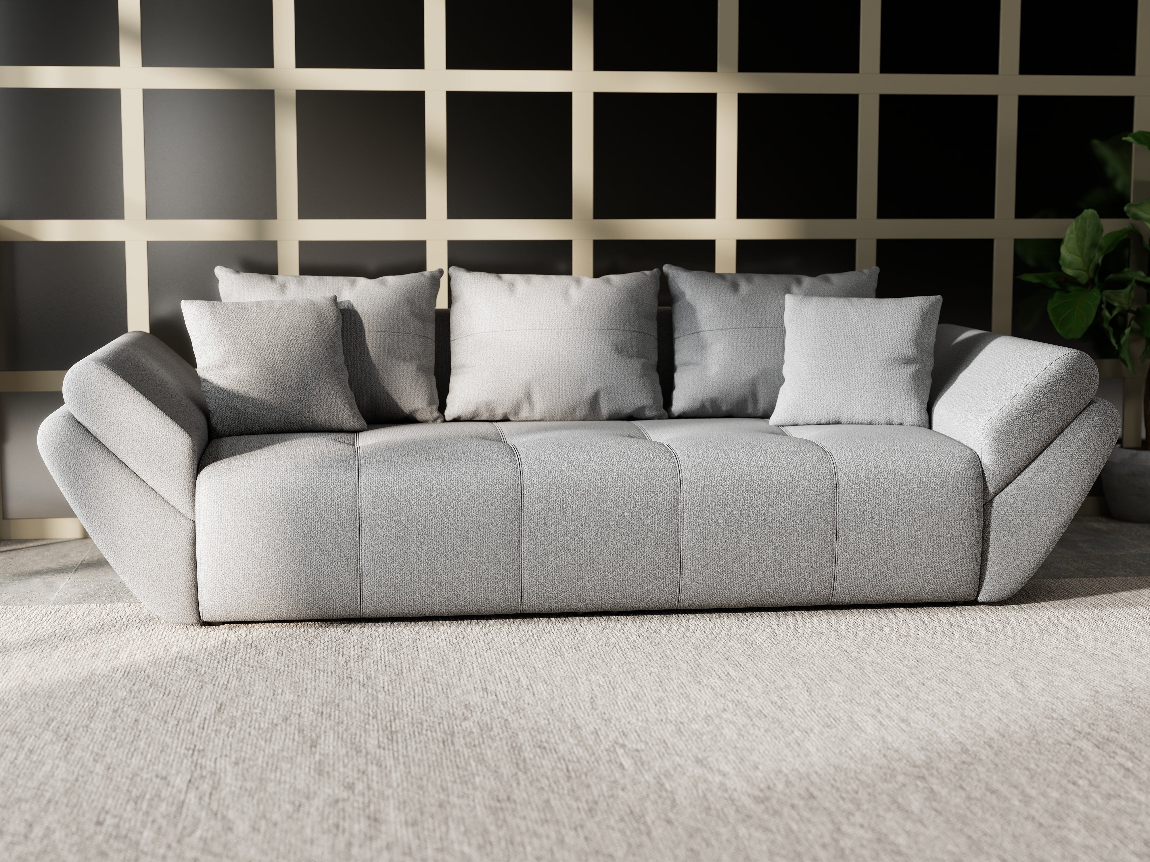 Canapea extensibilă dumonde cu ladă de depozitare si sezut confortabil din spuma HR, Berlin Grey 250x100 cm Fabrica