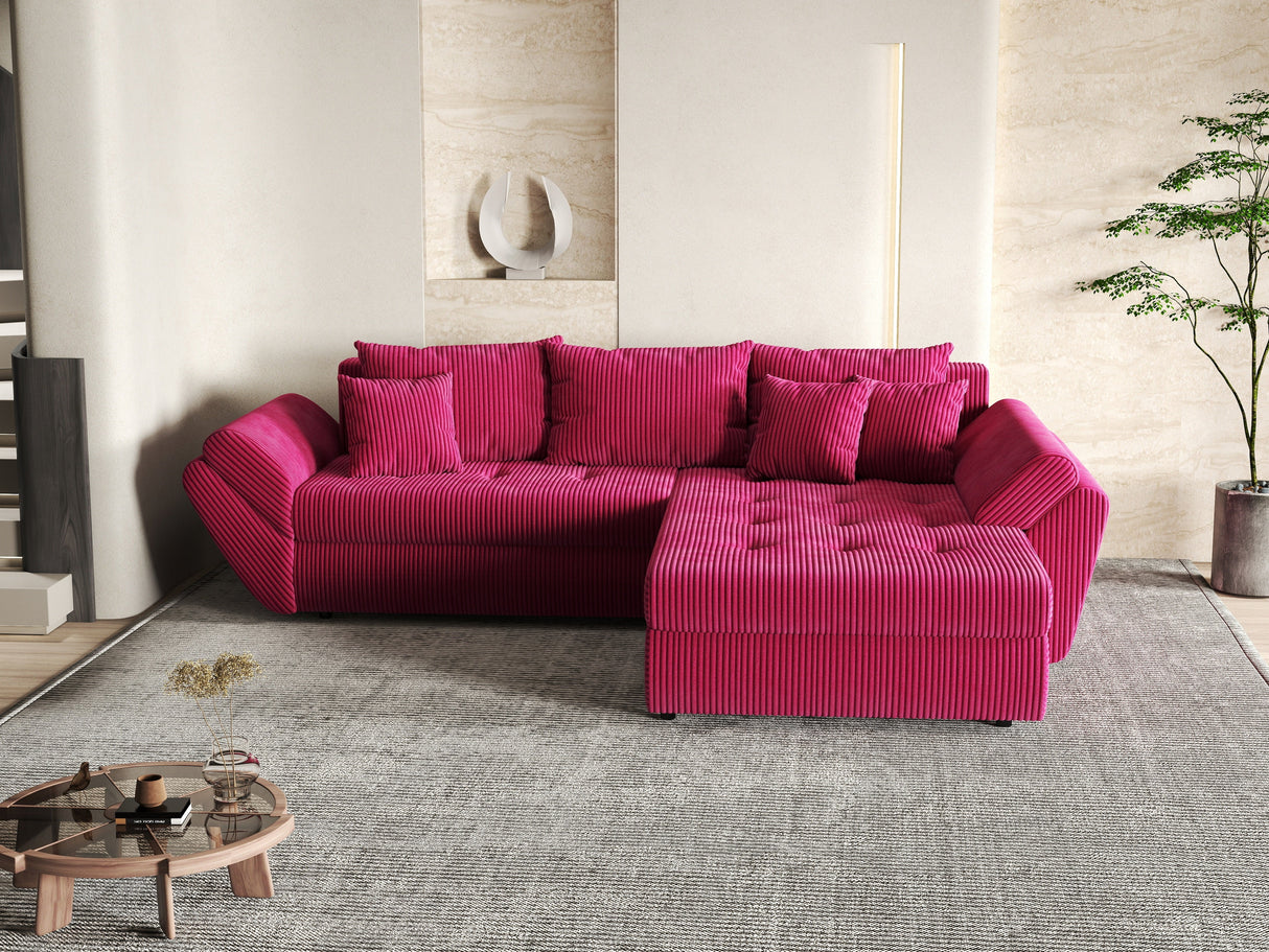 Colțar extensibil dumonde cu ladă de depozitare si sezut confortabil din spuma HR, Loana Bordeaux Zoom II 270x185 cm Fabrica