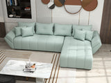 Colțar extensibil dumonde cu ladă de depozitare si sezut confortabil din spuma HR, Berlin XL Enjoy Lux Mint 350x185 cm II