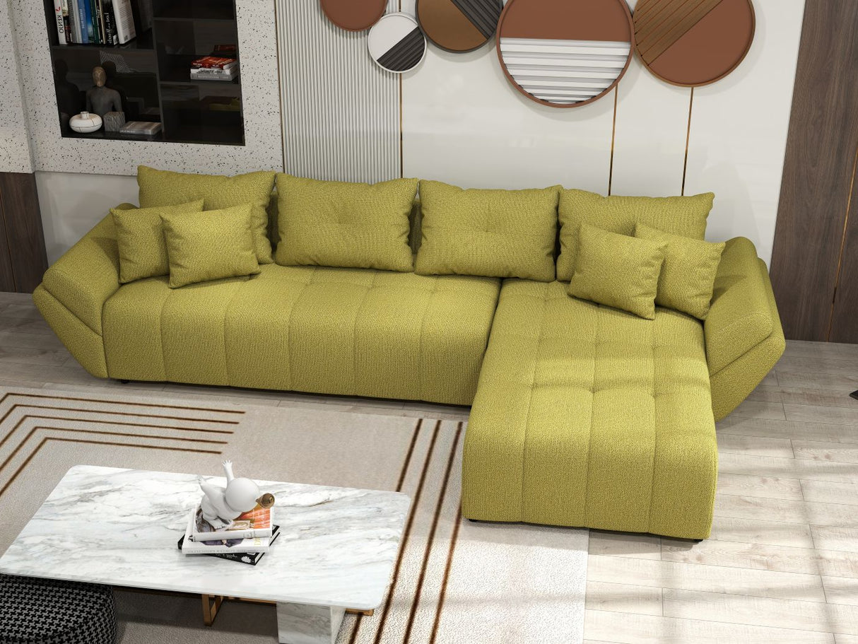 Colțar extensibil dumonde cu ladă de depozitare si sezut confortabil din spuma HR, Berlin XL Enjoy Green 350x185 cm II