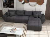 Colțar extensibil dumonde cu ladă de depozitare si sezut confortabil din spuma HR, Berlin XL Euphoria Graphite 350x185 cm Fabrica