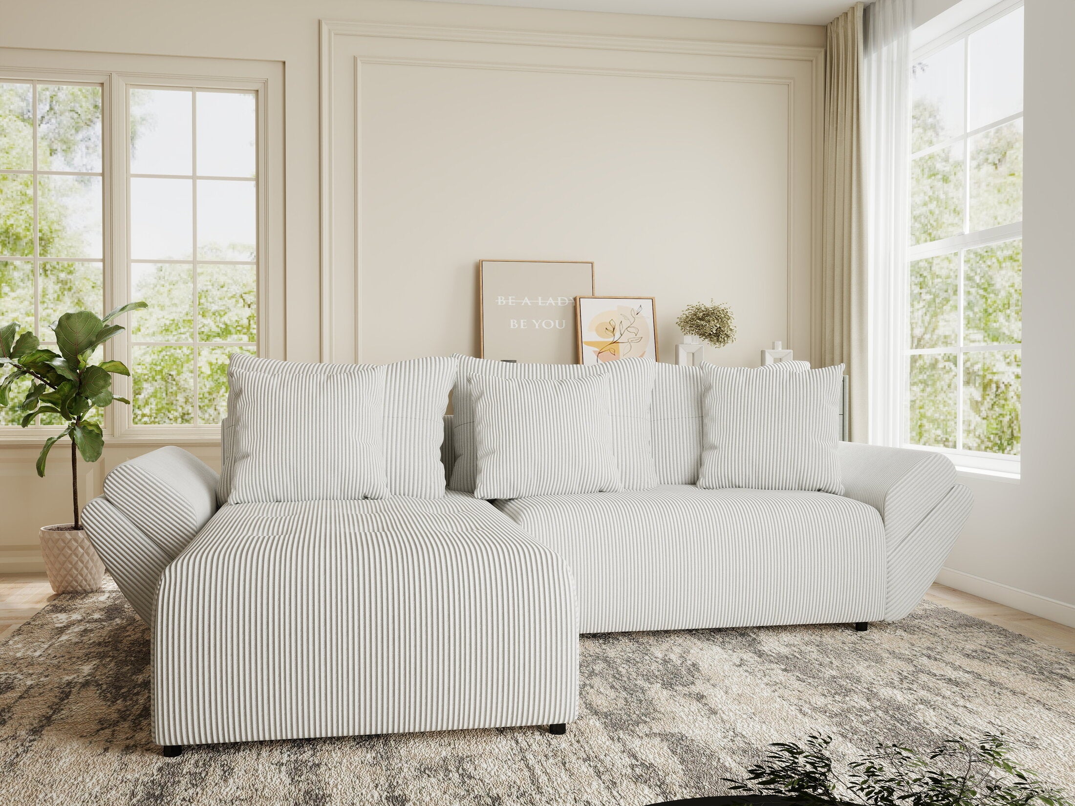 Colțar extensibil dumonde cu ladă de depozitare si sezut confortabil din spuma HR, Berlin Zoom Gri 280x185 cm