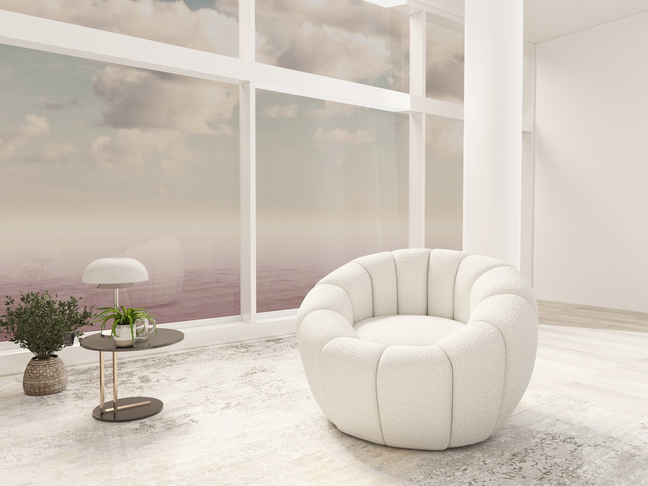 Fotoliu dumonde tapitat Bej modern Ravello 89x92cm