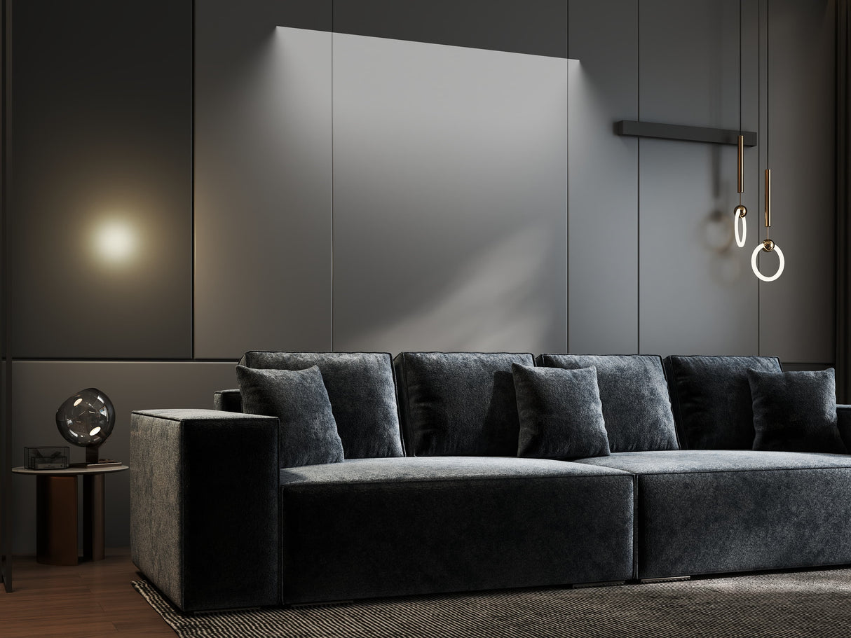 Canapea extensibilă dumonde cu ladă de depozitare si sezut confortabil din spuma HR, Dream Euphoria Gri Grafit 310x100 cm Fabrica