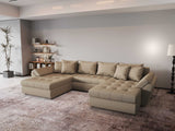 Colțar extensibil dumonde cu ladă de depozitare si sezut confortabil din spuma HR, Loana Bej U 355x185 cm Fabrica