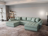 Colțar extensibil dumonde cu ladă de depozitare si sezut confortabil din spuma HR, Loana Enjoy Verde Mint U 355x185 cm Fabrica