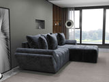 Colțar extensibil dumonde cu ladă de depozitare si sezut confortabil din spuma HR, Berlin Euphoria Gri Grafit 280x185 cm II Fabrica
