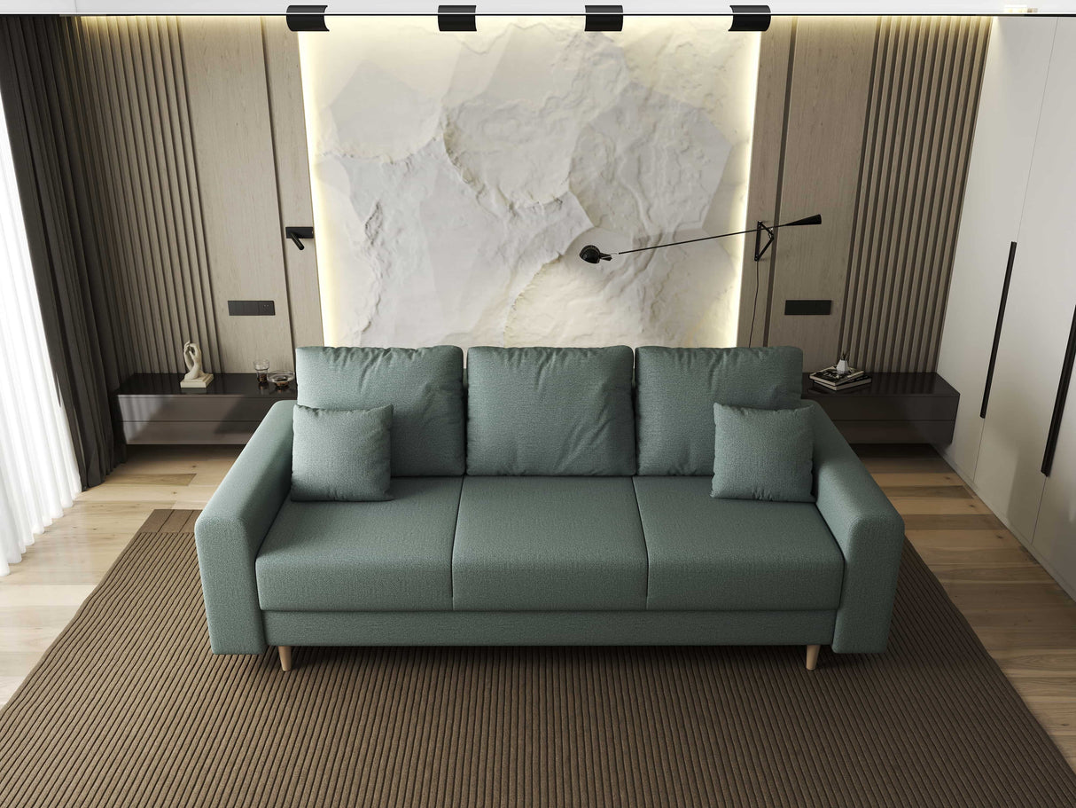Canapea extensibilă dumonde cu ladă de depozitare si sezut confortabil din spuma HR, Kronos Enjoy Verde Mint 210x100 cm fabrica