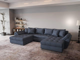 Colțar extensibil dumonde cu ladă de depozitare si sezut confortabil din spuma HR, Loana Grey U 355x185 cm Fabrica