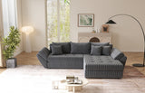 Colțar extensibil dumonde cu ladă de depozitare si sezut confortabil din spuma HR, Loana Gri Ambience II 270x185 cm Fabrica
