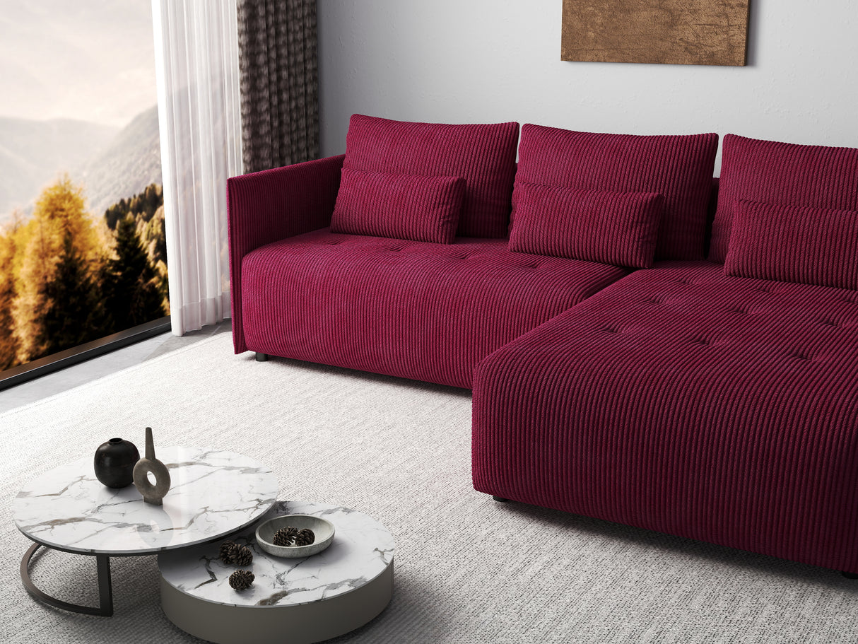 Colțar extensibil dumonde cu ladă de depozitare si sezut confortabil din spuma HR, Malta Zoom Red II 235x185 cm