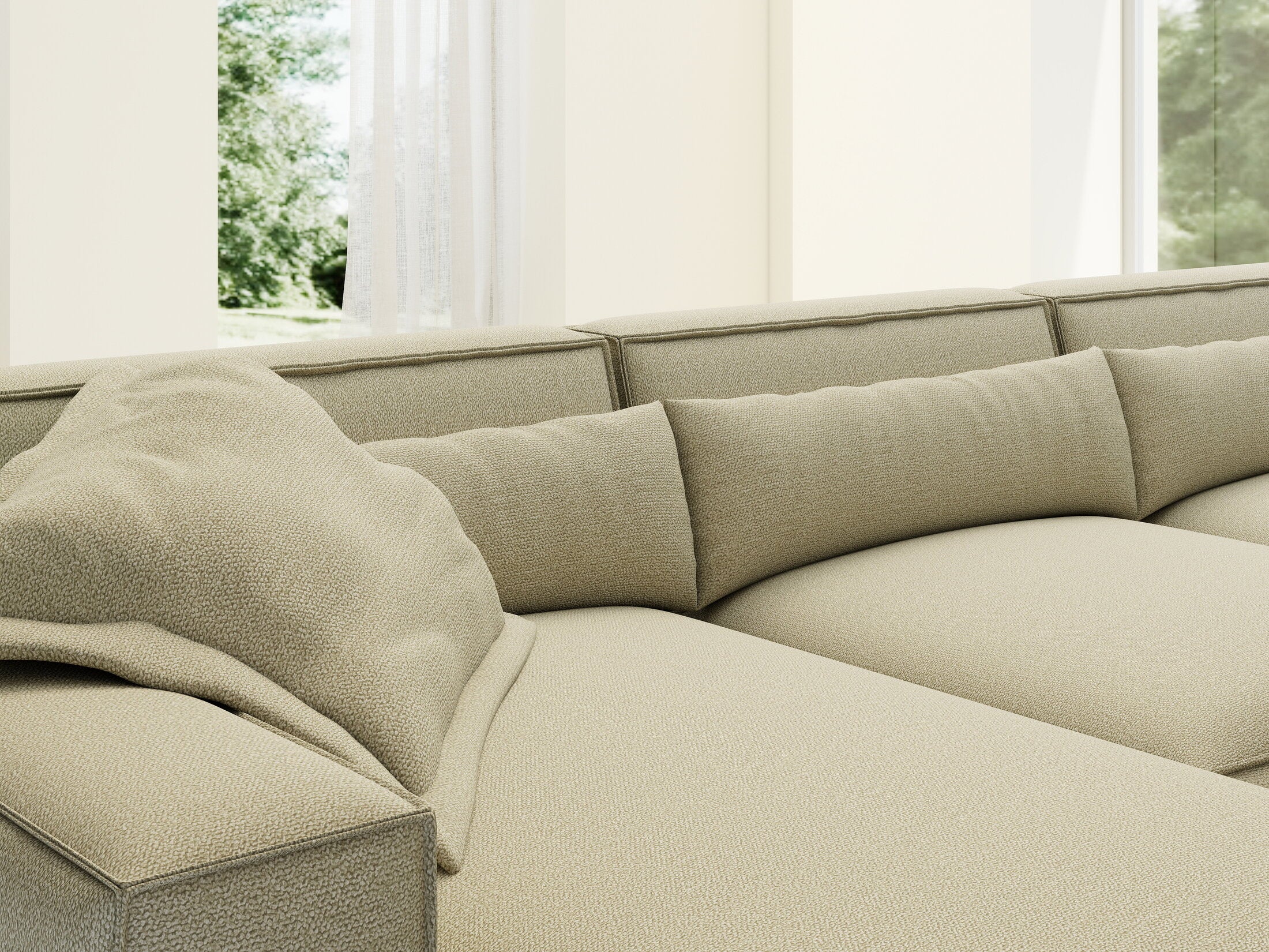 Colțar dumonde cu sezut confortabil din spuma HR, Marvelo XL Enjoy Bej 366x175 cm