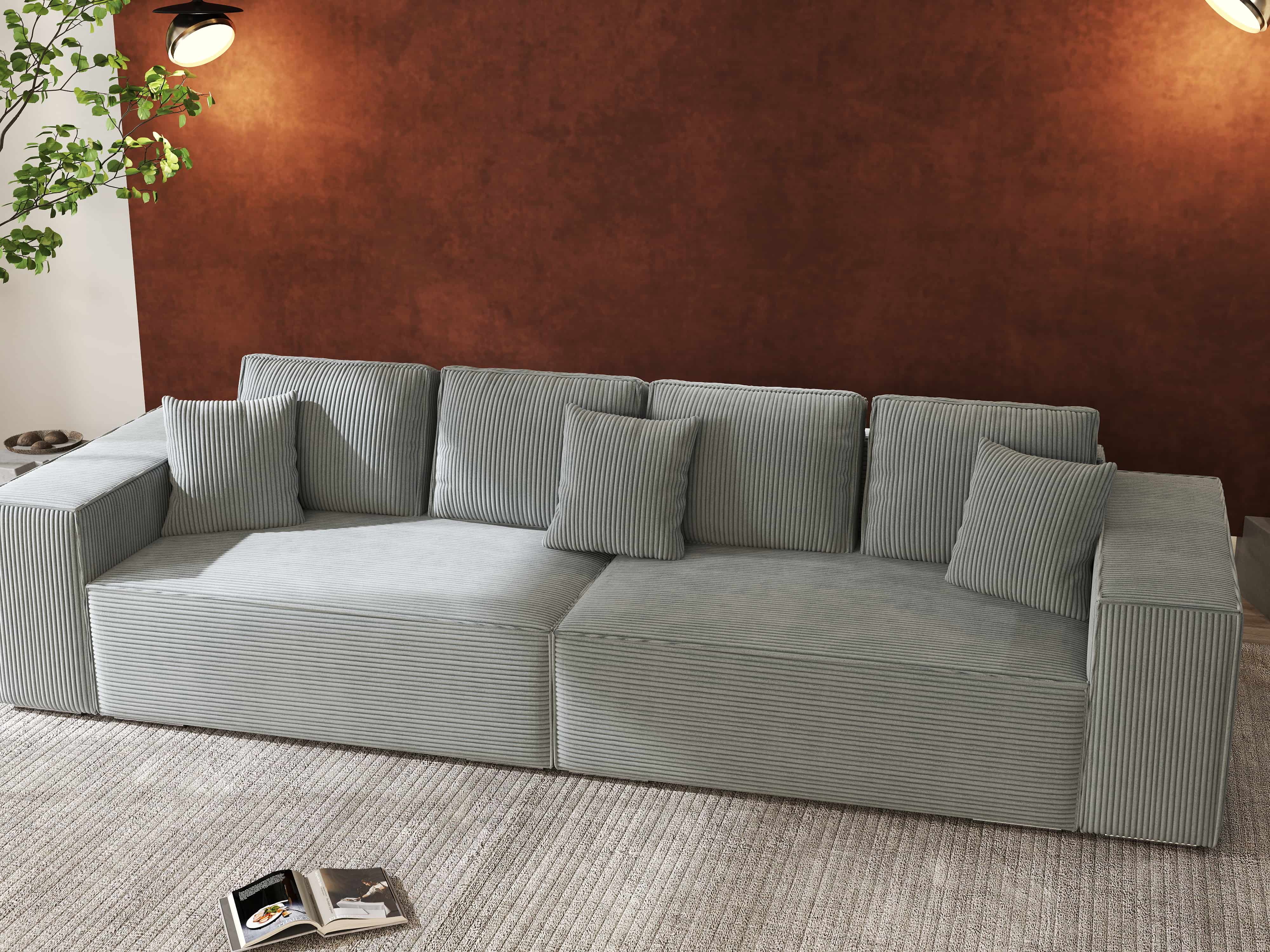 Canapea extensibilă dumonde cu ladă de depozitare si sezut confortabil din spuma HR, Dream Zoom Grey 310x100 cm Fabrica
