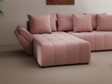 Colțar extensibil dumonde cu ladă de depozitare si sezut confortabil din spuma HR, Berlin Royal Roz 280x185 cm Fabrica