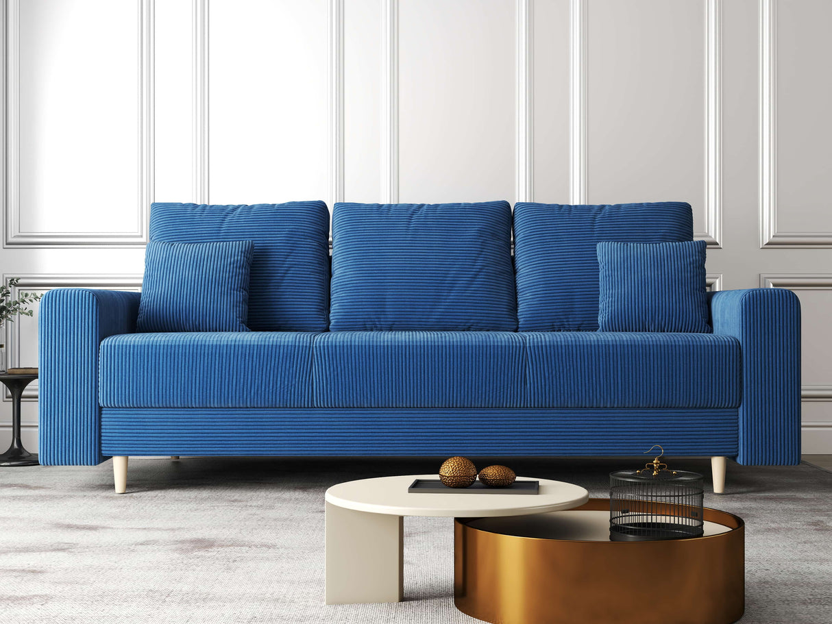 Canapea extensibilă dumonde cu ladă de depozitare si sezut confortabil din spuma HR, Kronos Zoom Albastru 210x100 cm fabrica