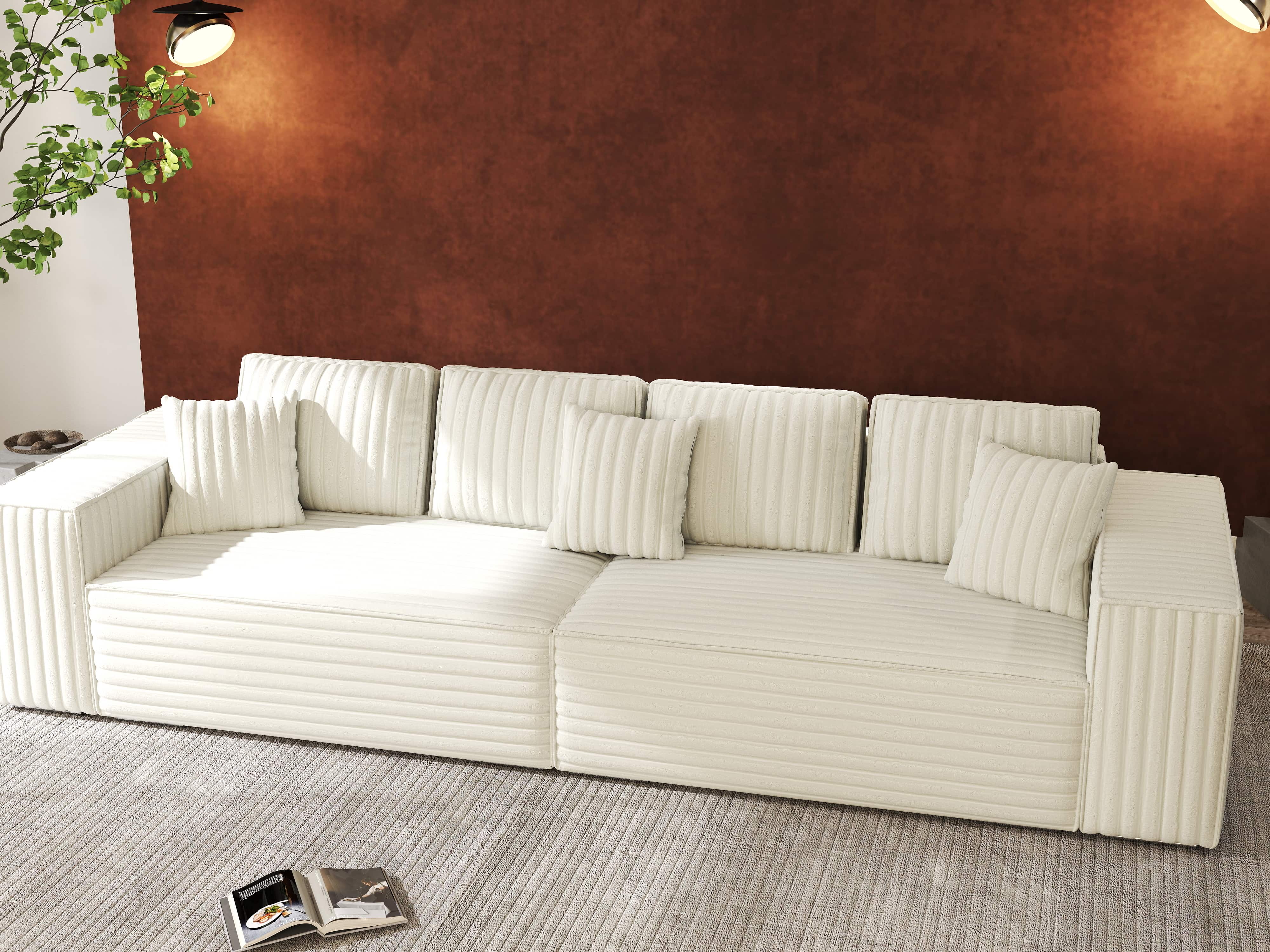 Canapea extensibilă dumonde cu ladă de depozitare si sezut confortabil din spuma HR, Dream Ambience Ivory 310x100 cm Fabrica