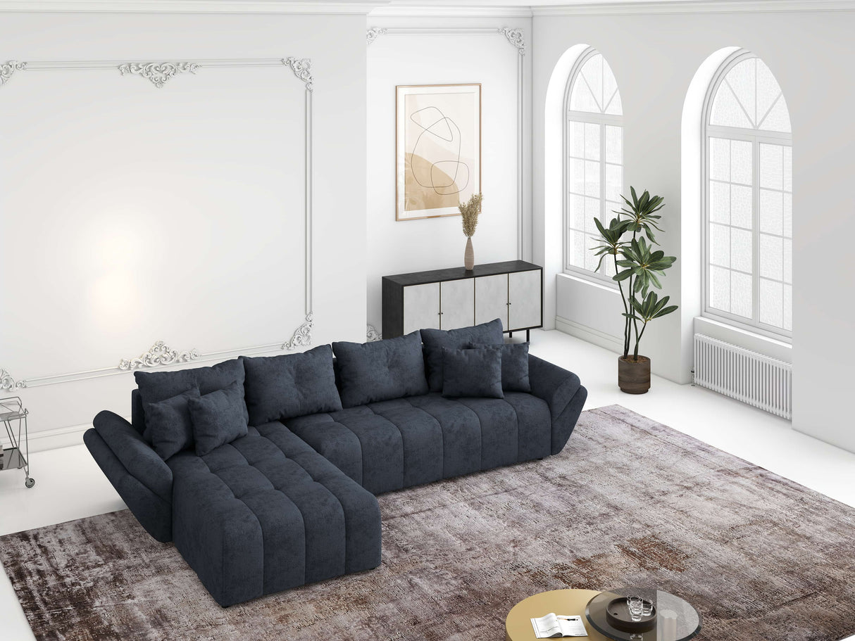 Colțar extensibil dumonde cu ladă de depozitare si sezut confortabil din spuma HR, Berlin XL Enjoy Lux Grey Antracit 350x185 cm Fabrica
