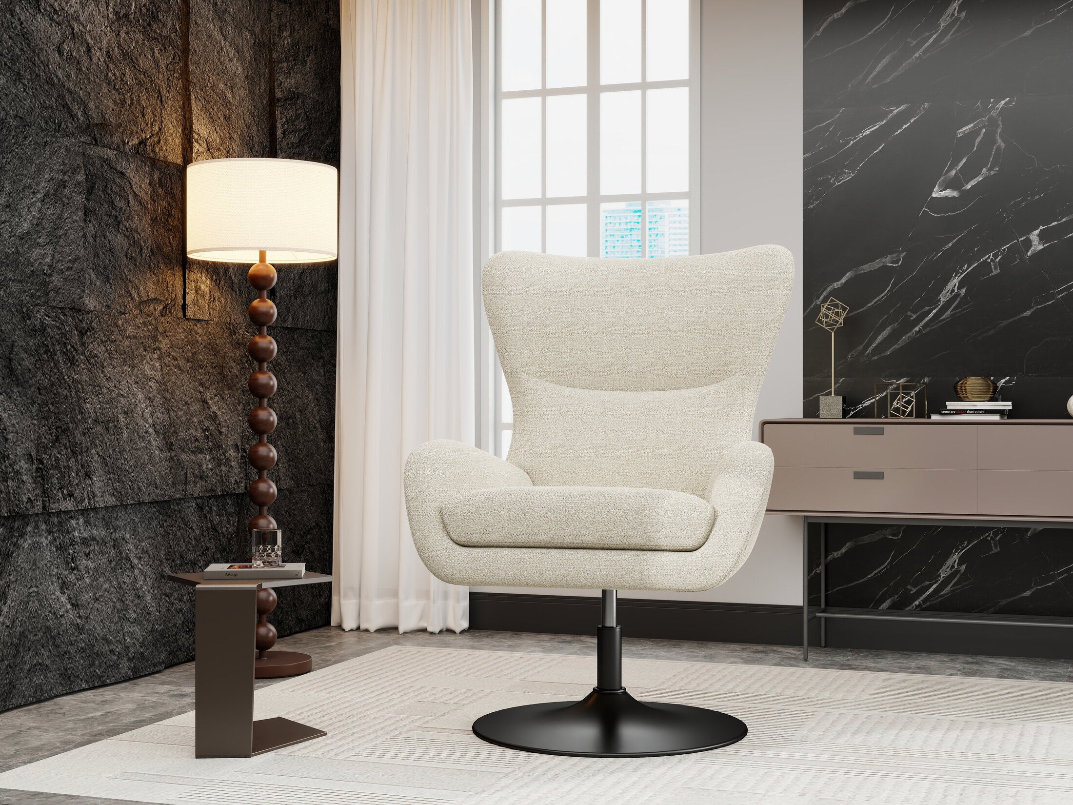 Fotoliu dumonde tapitat Bej modern Bellagio 72x81cm