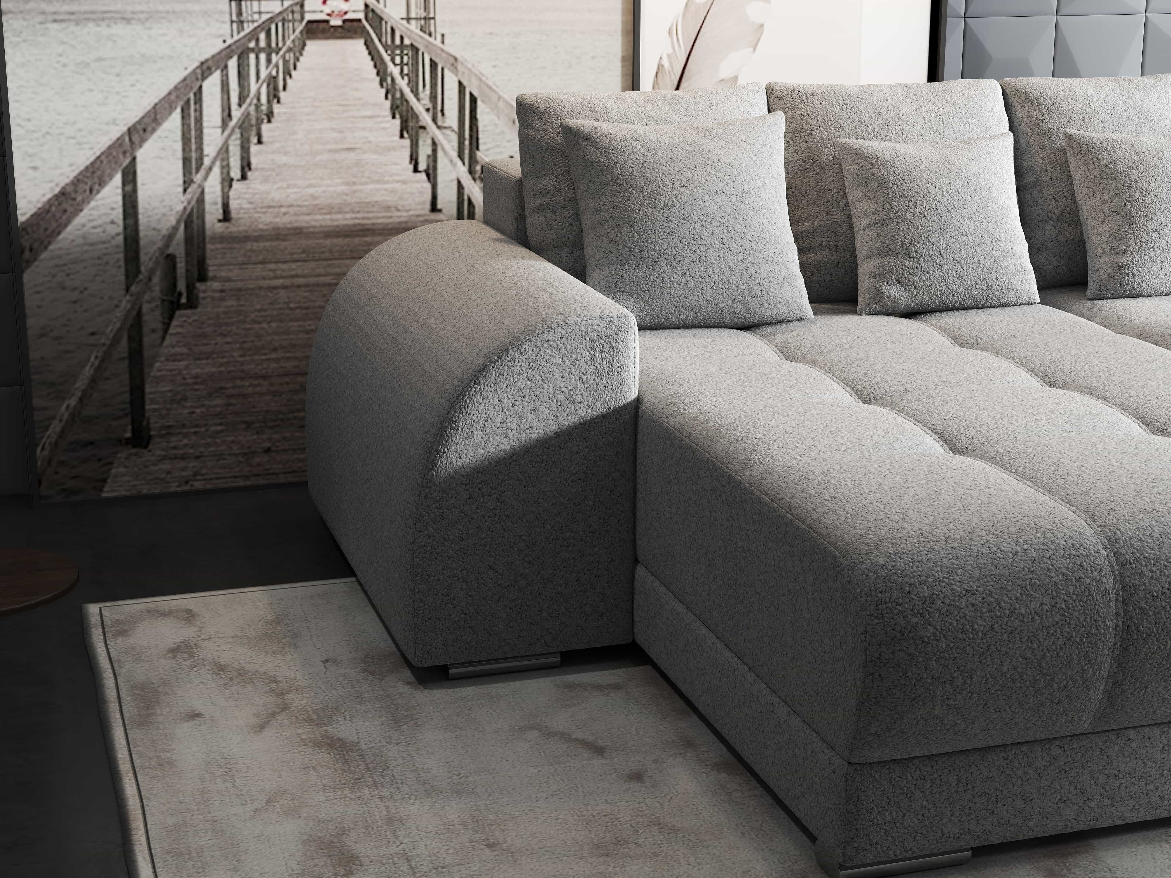 Colțar extensibil dumonde cu ladă de depozitare si sezut confortabil din spuma HR, Verona Euphoria Gri 290x185 cm Fabrica