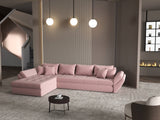 Colțar extensibil dumonde cu ladă de depozitare si sezut confortabil din spuma HR, Loana XL Royal Roz 335x185 cm Fabrica
