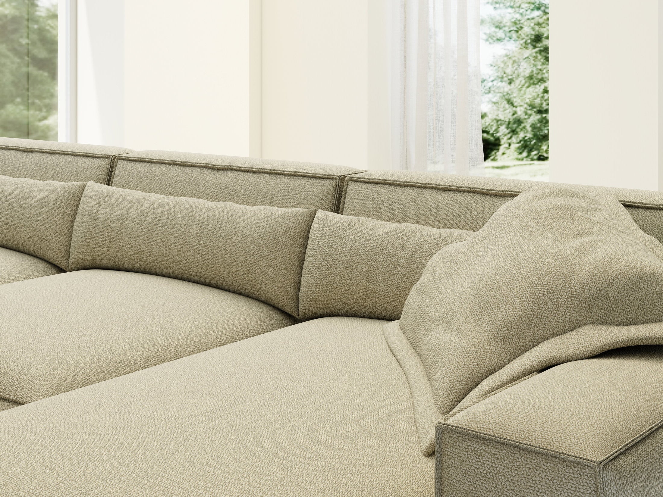 Colțar dumonde cu sezut confortabil din spuma HR, Marvelo XL Enjoy Bej 366x175 cm II