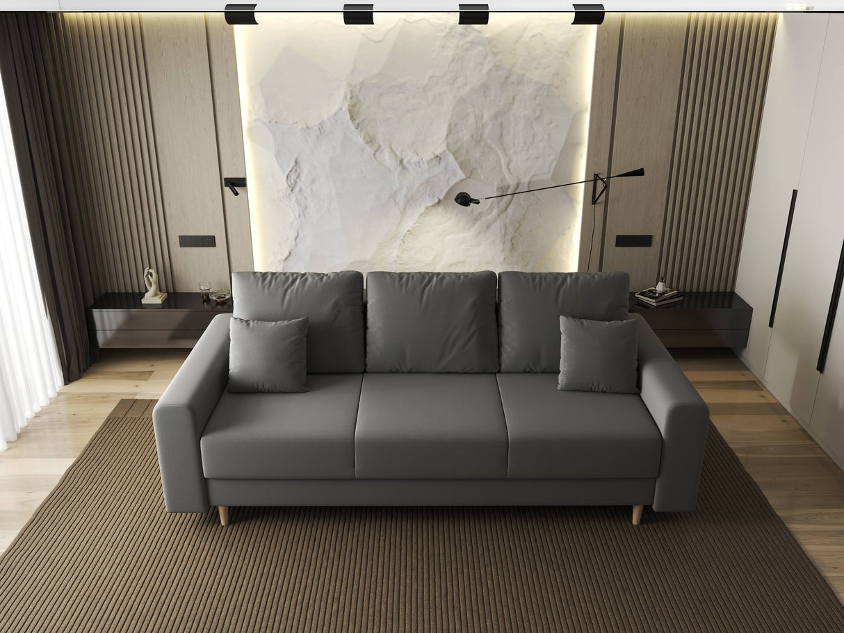 Canapea extensibilă dumonde cu ladă de depozitare si sezut confortabil din spuma HR, Kronos Royal Gri 210x100 cm fabrica